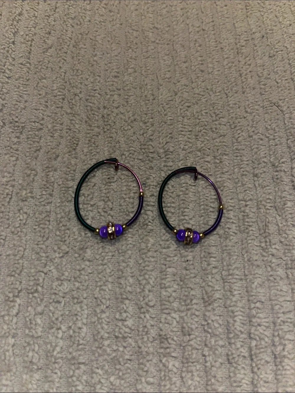 Purple Beaded Hoop Earrings - Women Jewelry Earrings - Picture 1 of 2